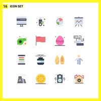 16 Thematic Vector Flat Colors and Editable Symbols of referee graph usb analytics network Editable Pack of Creative Vector Design Elements