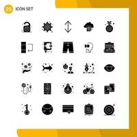 Pictogram Set of 25 Simple Solid Glyphs of column winner scale olympic upload Editable Vector Design Elements