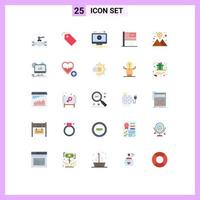 Group of 25 Flat Colors Signs and Symbols for planet fall alert decline american dream Editable Vector Design Elements