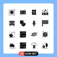 16 Solid Black Icon Pack Glyph Symbols for Mobile Apps isolated on white background 16 Icons Set Creative Black Icon vector background