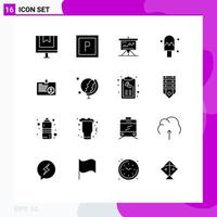 16 Thematic Vector Solid Glyphs and Editable Symbols of card ice business cream success Editable Vector Design Elements