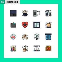 16 Flat Color Filled Line concept for Websites Mobile and Apps money dollar bottle credit card wallet Editable Creative Vector Design Elements