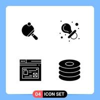 4 Solid Black Icon Pack Glyph Symbols for Mobile Apps isolated on white background 4 Icons Set Creative Black Icon vector background