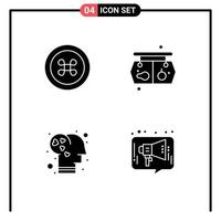 Set of 4 Modern UI Icons Symbols Signs for food intelligence shopping board chat Editable Vector Design Elements