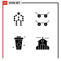 4 General Icons for website design print and mobile apps 4 Glyph Symbols Signs Isolated on White Background 4 Icon Pack Creative Black Icon vector background