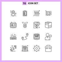 User Interface Pack of 16 Basic Outlines of adjustment computer presentation technology computer Editable Vector Design Elements