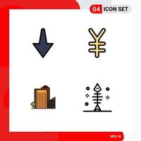 Modern Set of 4 Filledline Flat Colors and symbols such as arrow real estate finance build fish Editable Vector Design Elements