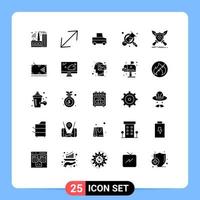 Solid Glyph Pack of 25 Universal Symbols of swords game truck emblem search Editable Vector Design Elements