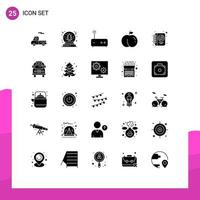 Modern Set of 25 Solid Glyphs and symbols such as school writing modem love diary Editable Vector Design Elements