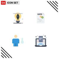 Universal Icon Symbols Group of 4 Modern Flat Icons of bulb avatar illustration file degrees Editable Vector Design Elements