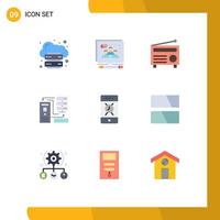 Pack of 9 creative Flat Colors of electronic data convince combination audio Editable Vector Design Elements