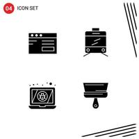 Group of 4 Modern Solid Glyphs Set for web virus school bug paint Editable Vector Design Elements