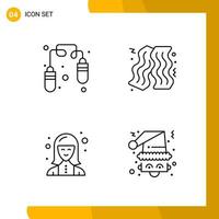 4 Icon Set Line Style Icon Pack Outline Symbols isolated on White Backgound for Responsive Website Designing Creative Black Icon vector background