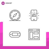 Outline Icon set Pack of 4 Line Icons isolated on White Background for responsive Website Design Print and Mobile Applications Creative Black Icon vector background