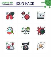 Coronavirus Awareness icon 9 Filled Line Flat Color icons icon included warning travel medical airplane lab viral coronavirus 2019nov disease Vector Design Elements