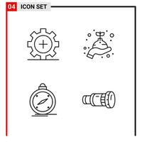 4 General Icons for website design print and mobile apps 4 Outline Symbols Signs Isolated on White Background 4 Icon Pack Creative Black Icon vector background