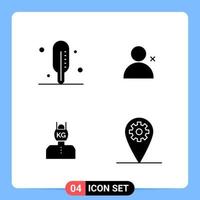 4 Solid Black Icon Pack Glyph Symbols for Mobile Apps isolated on white background 4 Icons Set Creative Black Icon vector background