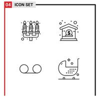 Group of 4 Filledline Flat Colors Signs and Symbols for candle message light dollar baby Editable Vector Design Elements