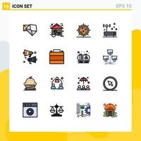 Set of 16 Modern UI Icons Symbols Signs for network hardware power connection health Editable Creative Vector Design Elements