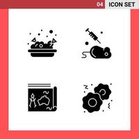 4 Icon Pack Solid Style Glyph Symbols on White Background Simple Signs for general designing Creative Black Icon vector background