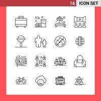 16 Icon Pack Line Style Outline Symbols on White Background Simple Signs for general designing Creative Black Icon vector background
