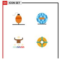 4 User Interface Flat Icon Pack of modern Signs and Symbols of bobber mentor earth internet team Editable Vector Design Elements