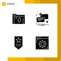 4 Icon Set Solid Style Icon Pack Glyph Symbols isolated on White Backgound for Responsive Website Designing Creative Black Icon vector background