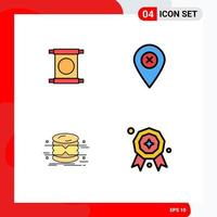 Group of 4 Modern Filledline Flat Colors Set for scroll data chinese navigation infographics Editable Vector Design Elements