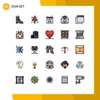 Universal Icon Symbols Group of 25 Modern Filled line Flat Colors of logistics box online windows gear Editable Vector Design Elements