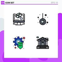 4 Filledline Flat Color concept for Websites Mobile and Apps animation seo drawing camping bank Editable Vector Design Elements