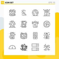 Collection of 16 Universal Line Icons Icon Set for Web and Mobile Creative Black Icon vector background