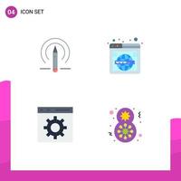 Modern Set of 4 Flat Icons Pictograph of learining coding tools web development Editable Vector Design Elements