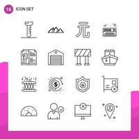 Outline Icon set Pack of 16 Line Icons isolated on White Background for responsive Website Design Print and Mobile Applications Creative Black Icon vector background