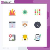 Pack of 9 creative Flat Colors of graphic mac web export app Editable Vector Design Elements