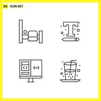 4 Icon Set Simple Line Symbols Outline Sign on White Background for Website Design Mobile Applications and Print Media Creative Black Icon vector background