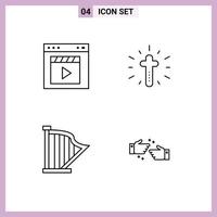 paquete de iconos vectoriales de stock de 4 signos y símbolos de línea para la interfaz de audio del navegador instrumento cristiano elementos de diseño vectorial editables vector