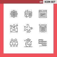 Pictogram Set of 9 Simple Outlines of info open page mail arrow Editable Vector Design Elements