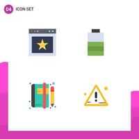 Set of 4 Vector Flat Icons on Grid for article article website power news Editable Vector Design Elements