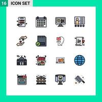 conjunto de 16 iconos modernos de la interfaz de usuario símbolos signos para el proceso de cuidado de las manos educación docente elementos de diseño de vectores creativos editables