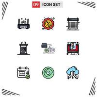 Set of 9 Modern UI Icons Symbols Signs for game professor cooling meeting desk Editable Vector Design Elements