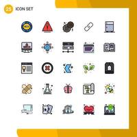 Mobile Interface Filled line Flat Color Set of 25 Pictograms of electric metal logistic pin clip Editable Vector Design Elements