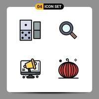 4 Filledline Flat Color concept for Websites Mobile and Apps casino speaker magnifier find cornucopia Editable Vector Design Elements