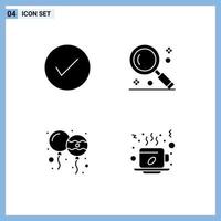 Modern Set of 4 Solid Glyphs and symbols such as arrow ui okay magnifier decoration Editable Vector Design Elements