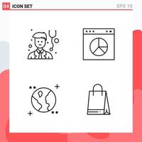 Collection of 4 Vector Icons in Line style Modern Outline Symbols for Web and Mobile Line Icon Sign Isolated on White Background 4 Icons Creative Black Icon vector background