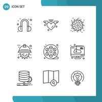 Vector Pack of 9 Outline Symbols Line Style Icon Set on White Background for Web and Mobile Creative Black Icon vector background