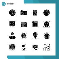 Vector Pack of 16 Glyph Symbols Solid Style Icon Set on White Background for Web and Mobile Creative Black Icon vector background