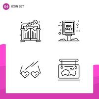 Outline Icon set Pack of 4 Line Icons isolated on White Background for responsive Website Design Print and Mobile Applications Creative Black Icon vector background