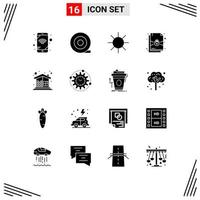 16 Universal Solid Glyphs Set for Web and Mobile Applications processing efficiency lock wall construction Editable Vector Design Elements