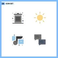 Modern Set of 4 Flat Icons and symbols such as bin school waste music communication Editable Vector Design Elements