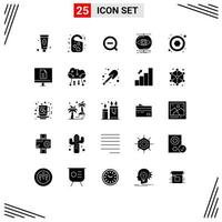 25 Universal Solid Glyphs Set for Web and Mobile Applications vision monitoring door tag conception delete Editable Vector Design Elements